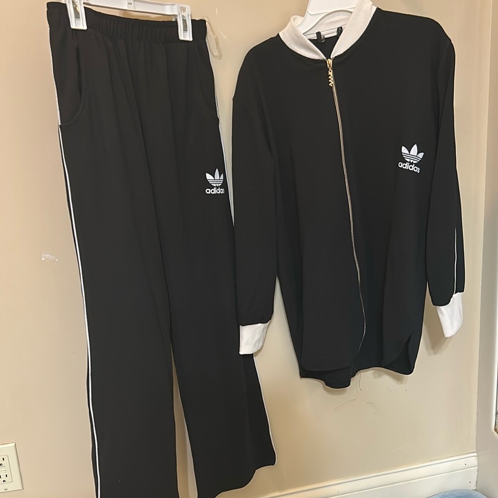Adidas Women's Black and White Jogger Set